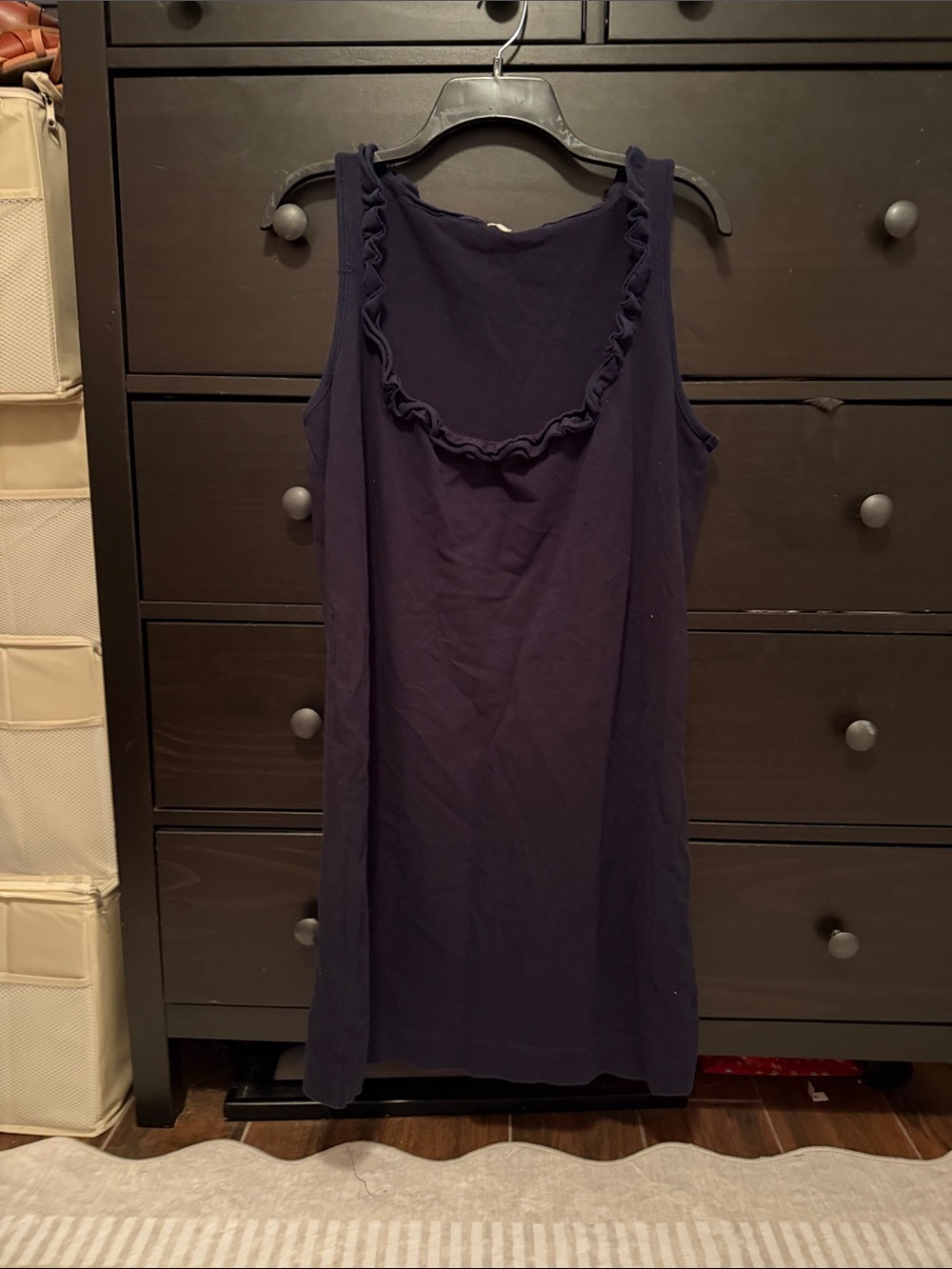 J. Crew Navy Ruffle-Trim Sleeveless Dress